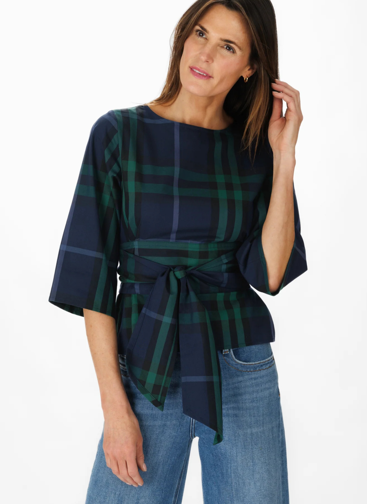 Esme Top - Navy Plaid