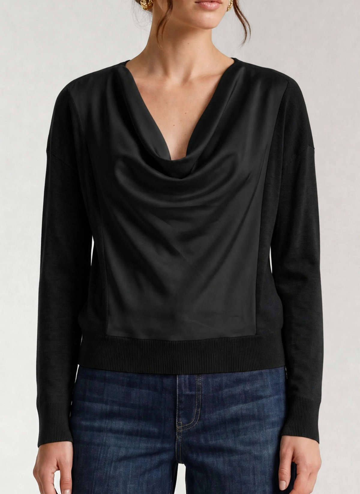Long Sleeve Drape Neck Top