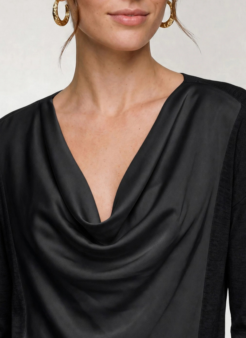 Long Sleeve Drape Neck Top
