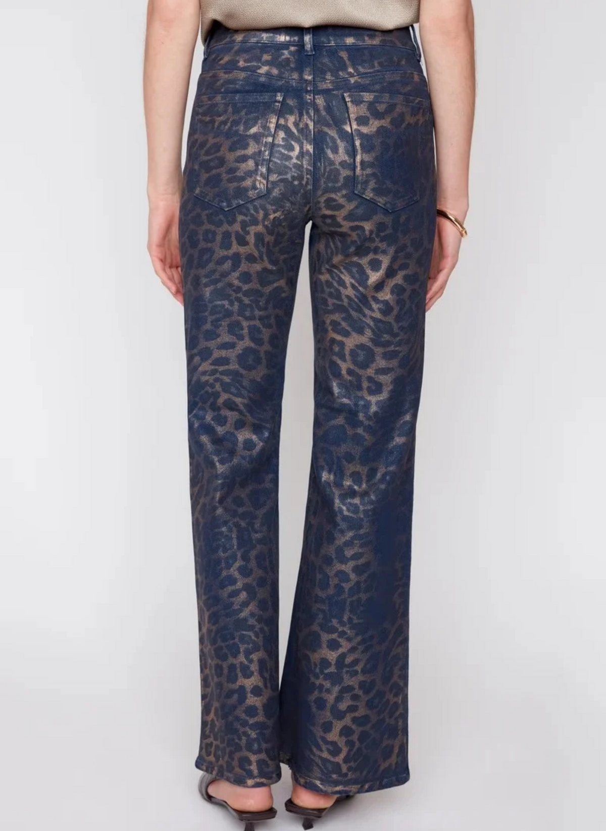 Metallic Leopard Bootcut Jeans