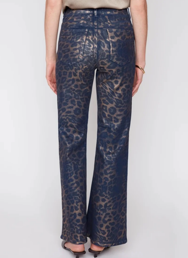 Metallic Leopard Bootcut Jeans