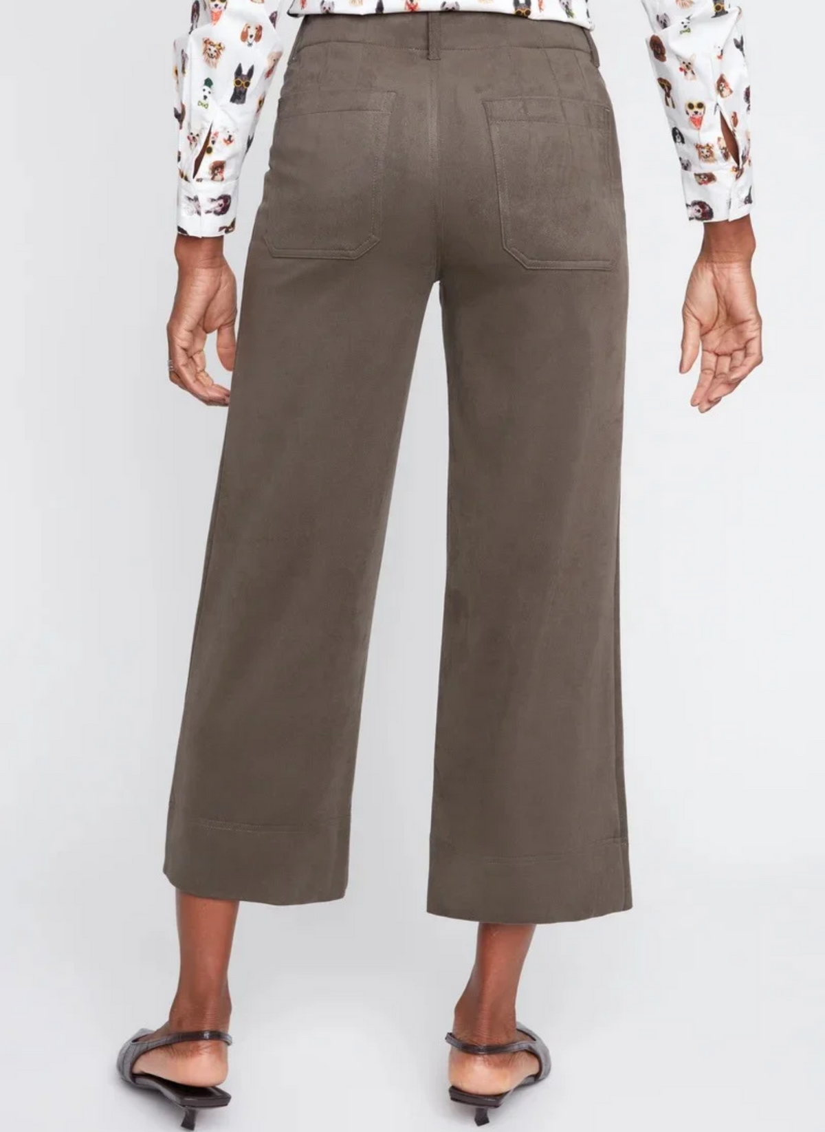 Faux Suede Crop Wide Leg Pant