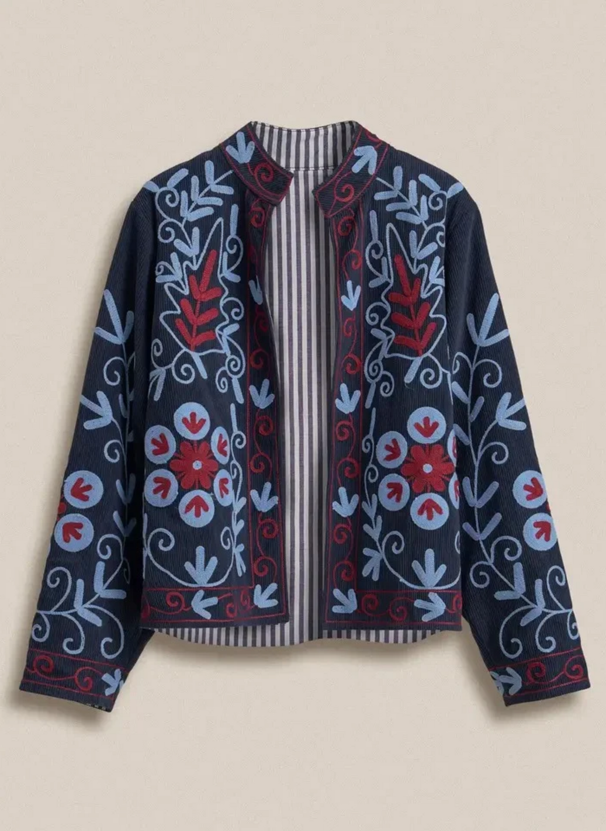 Folk Floral Scroll Embroidered Jacket