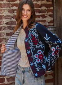 Folk Floral Scroll Embroidered Jacket