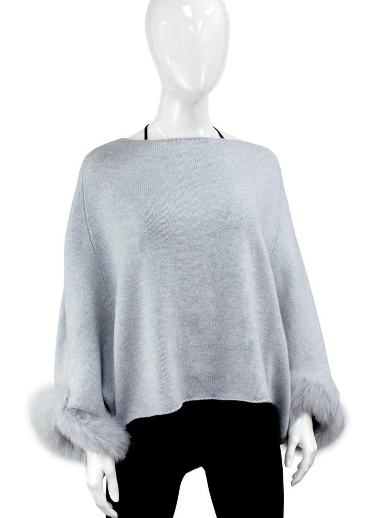 Lurex Poncho w/ Fox Fur Trim