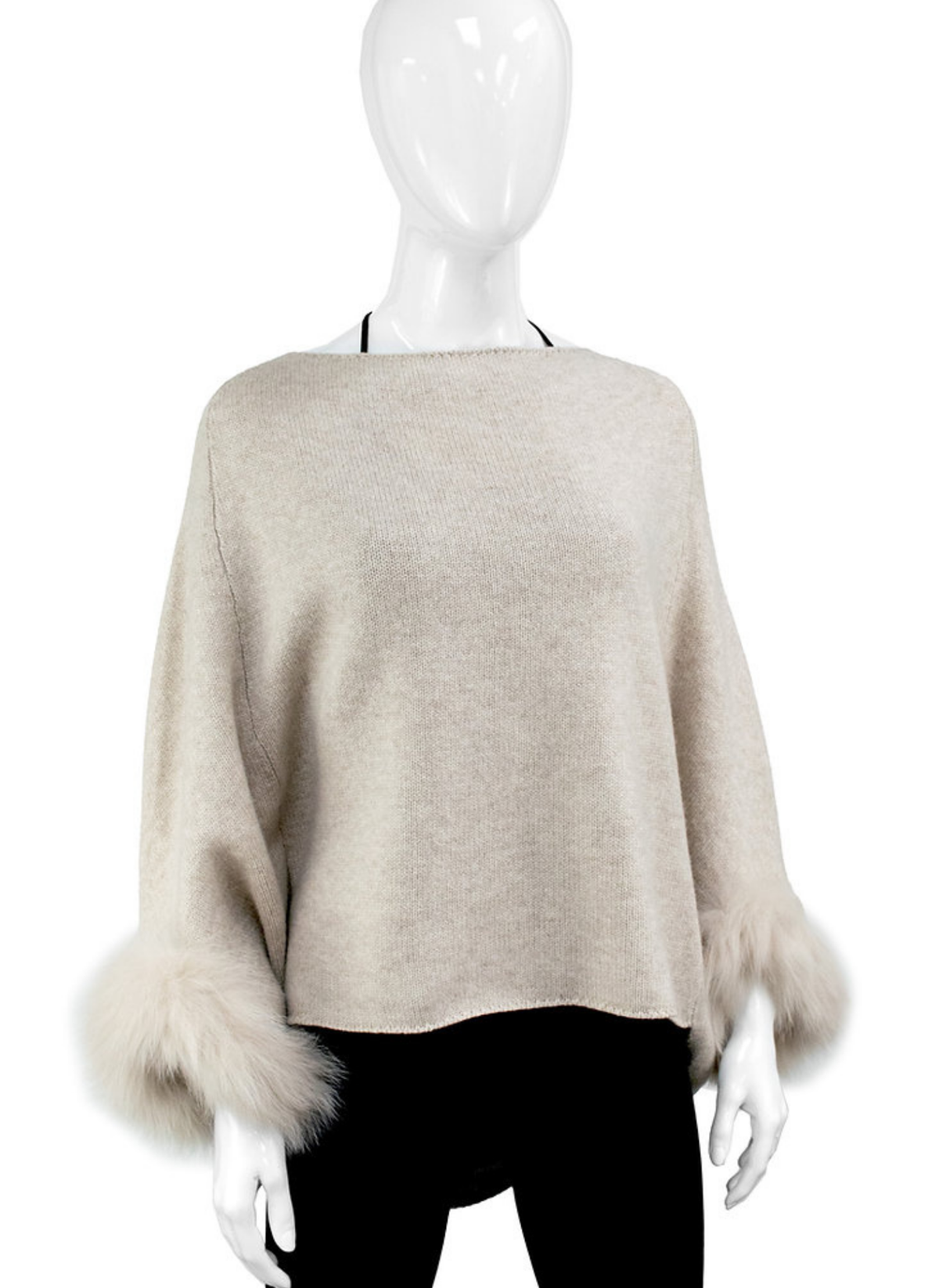 Lurex Poncho w/ Fox Fur Trim