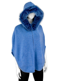 Zip Up Poncho w/ Fox Fur Trim