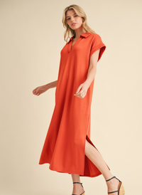 Scuba Midi Dress- Orange