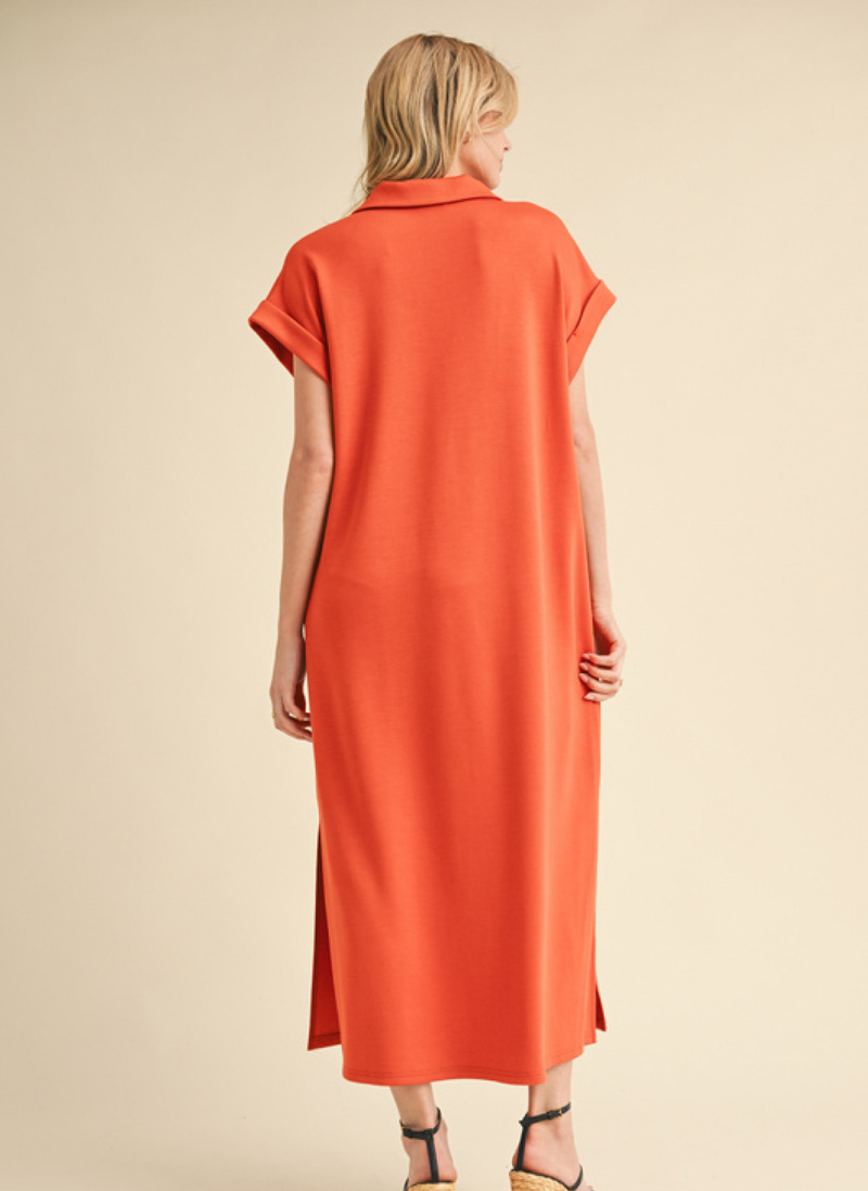 Scuba Midi Dress- Orange