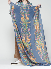 Leopard and Palm Print Scarf