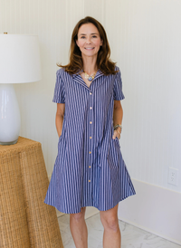 Quinnie Dress- Navy Stacked Stripe