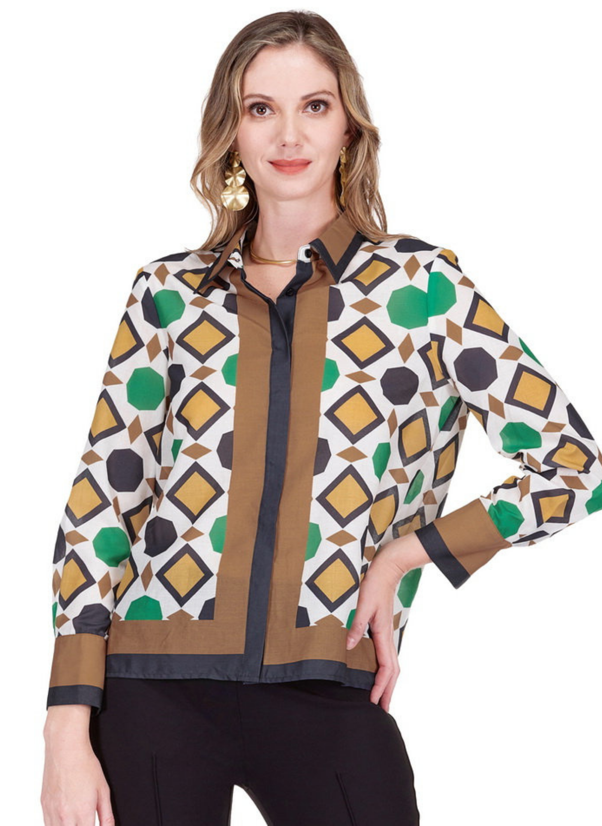 Geo Border Blouse