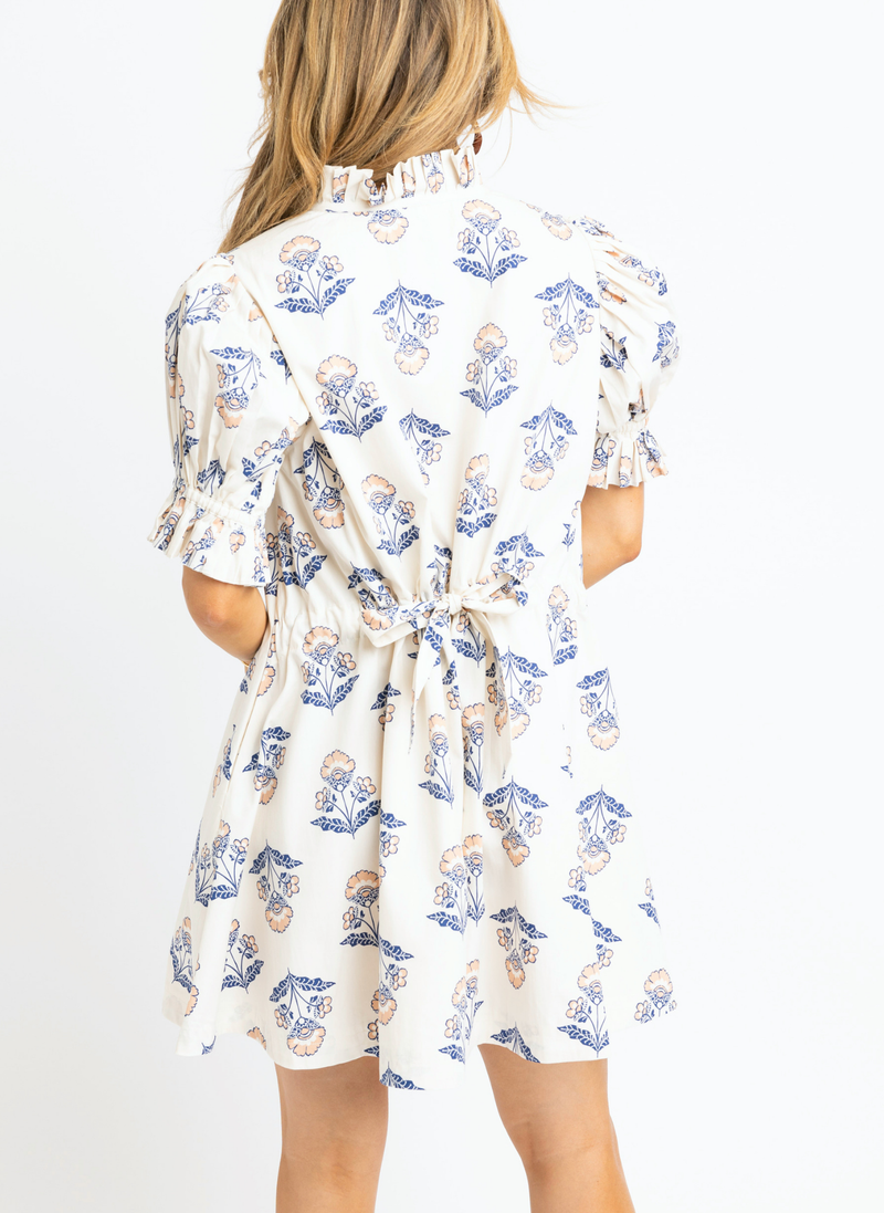 Vintage Floral Pleat Sleeve Dress