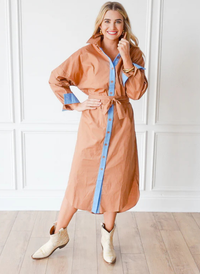 Dani Shirt Dress- Cocoa and Blue