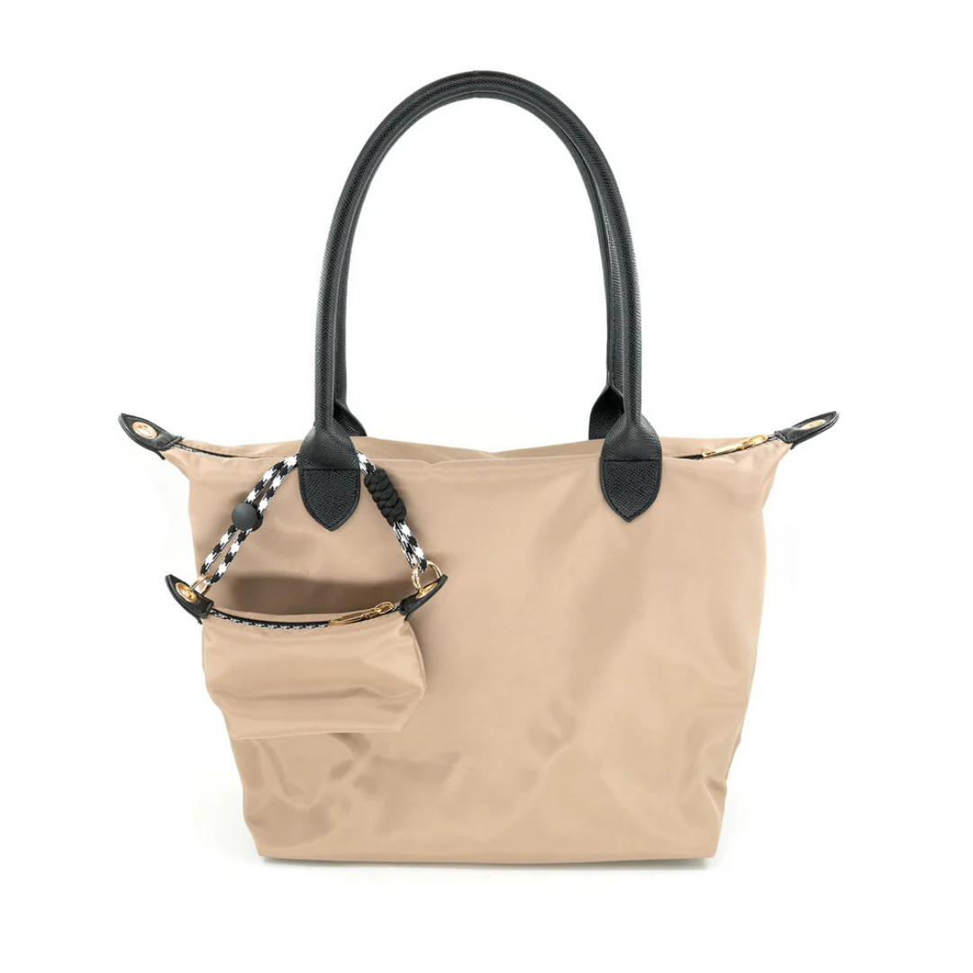 Nylon Shoulder Bag w/ Mini Bag Charm