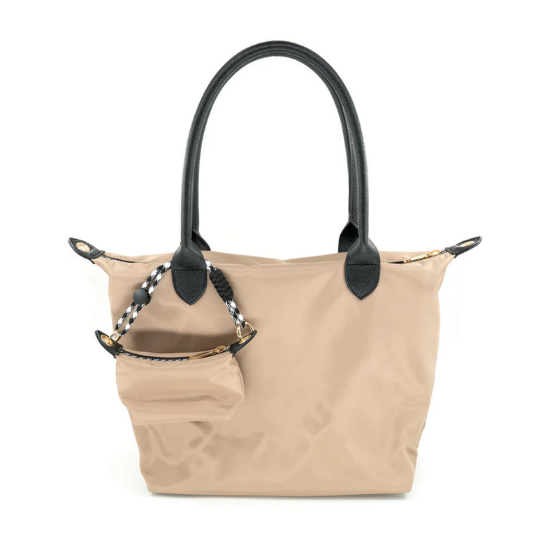 Nylon Shoulder Bag w/ Mini Bag Charm