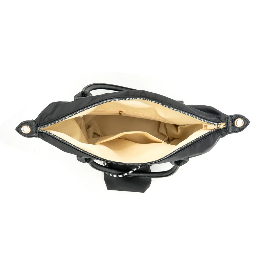 Nylon Shoulder Bag w/ Mini Bag Charm