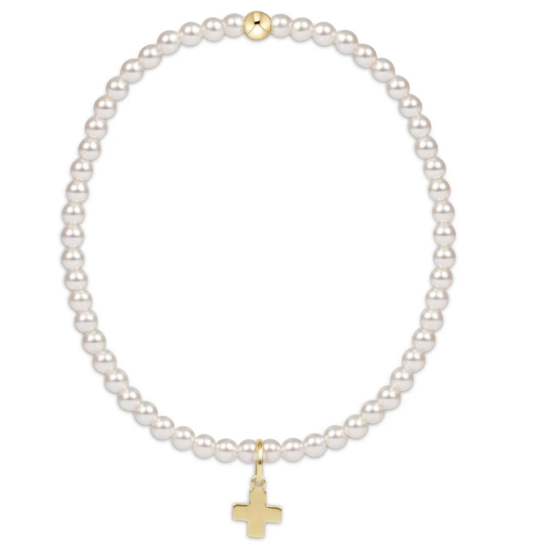 Extends 3mm Classic Pearl Bracelet w/ Charm