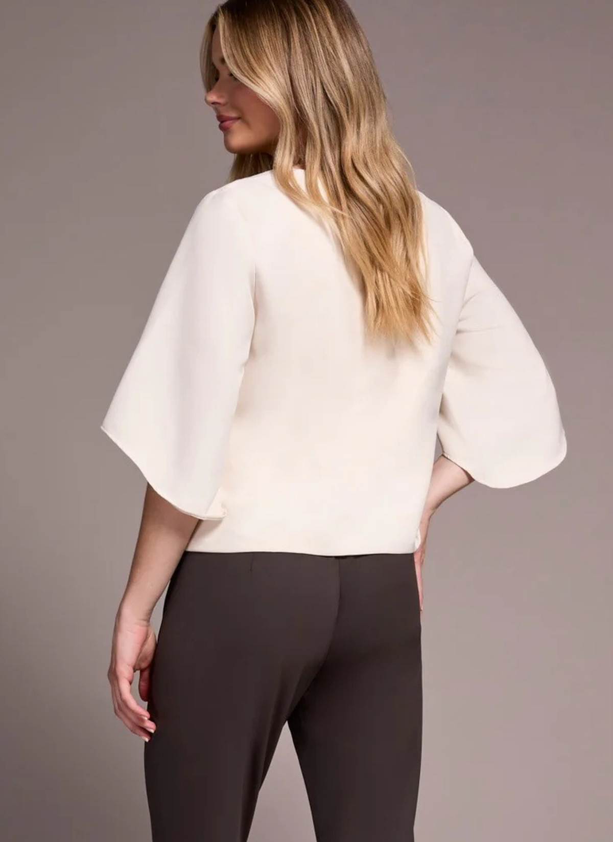Crepe Flutter Sleeve V-Neck Top