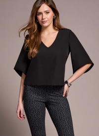 Crepe Flutter Sleeve V-Neck Top