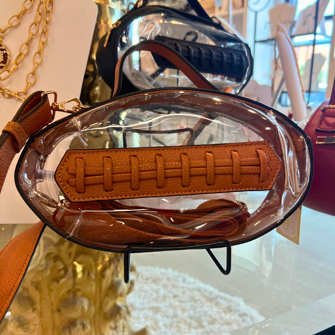 Brown Football Clear Bag