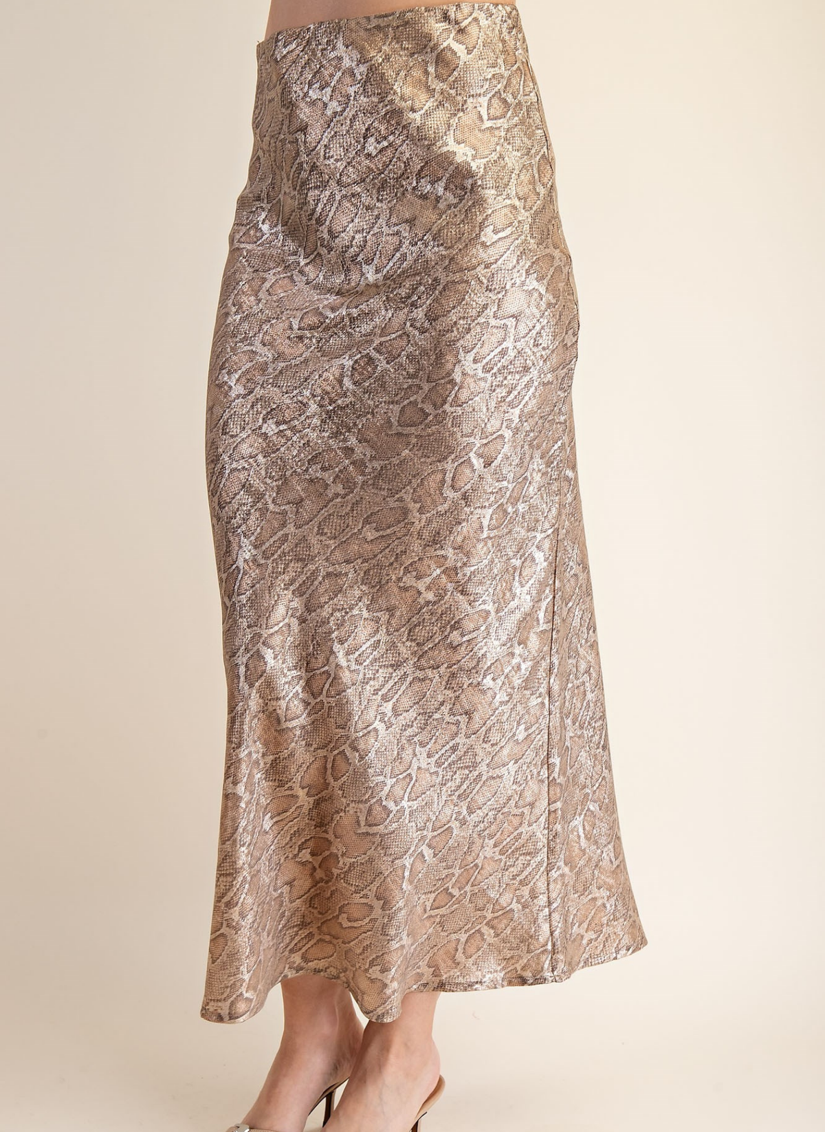 Metallic Snake Satin Skirt
