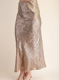 Metallic Snake Satin Skirt