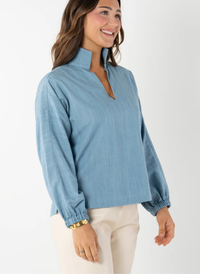 Poppy Long Sleeve Top- Denim