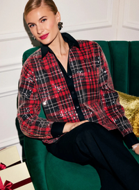 Marina Sequin Plaid Shirt