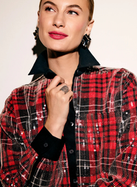 Marina Sequin Plaid Shirt