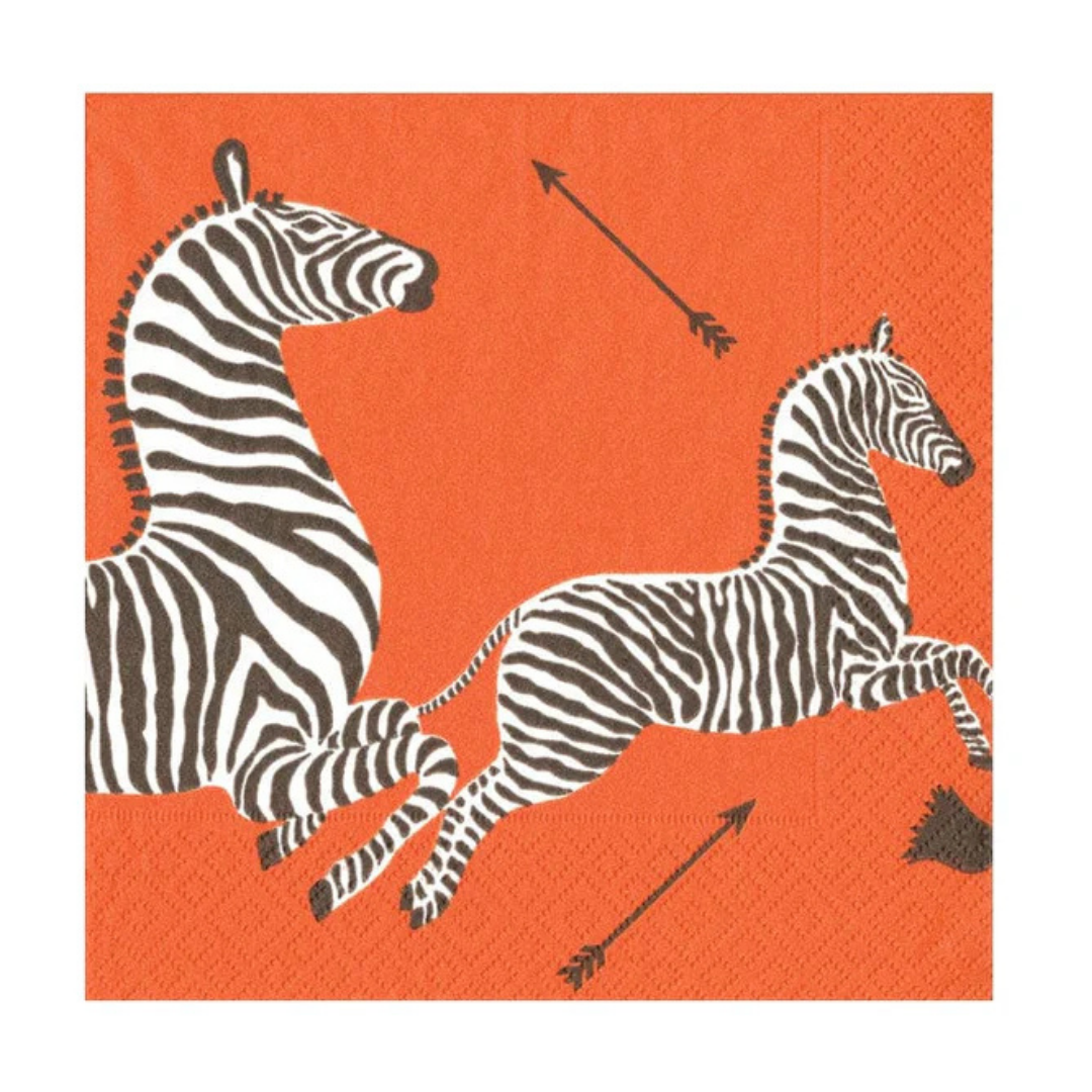 Orange Zebra Cocktail Napkins