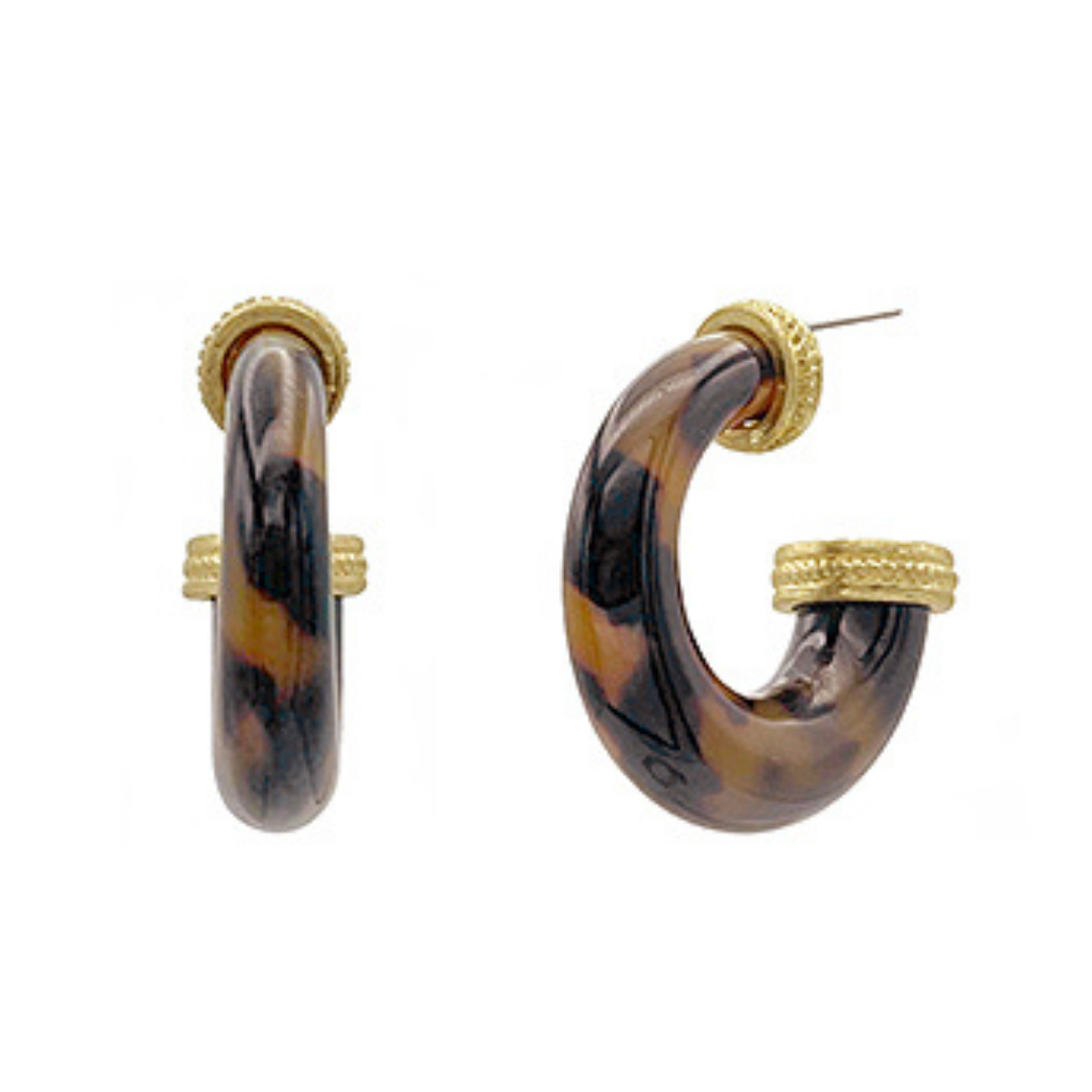 30mm Gold End Detail Hoop Earrings