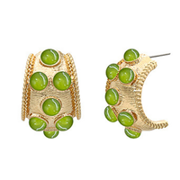 Cats Eye Stone Hoop Earrings