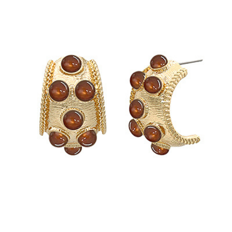 Cats Eye Stone Hoop Earrings