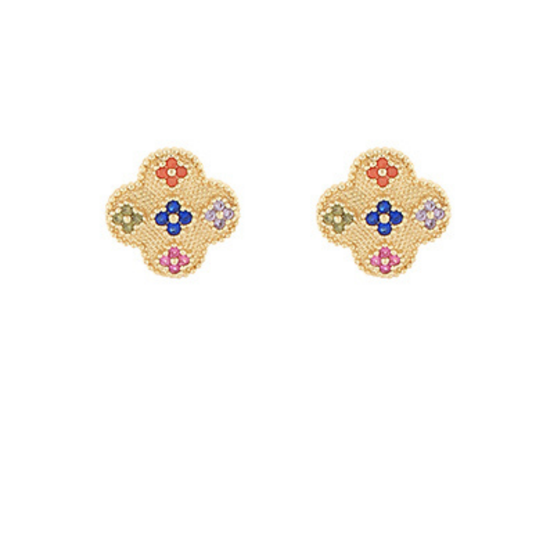 Pave Clover Stud Earrings