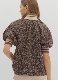Varsity Stripe Leopard Top