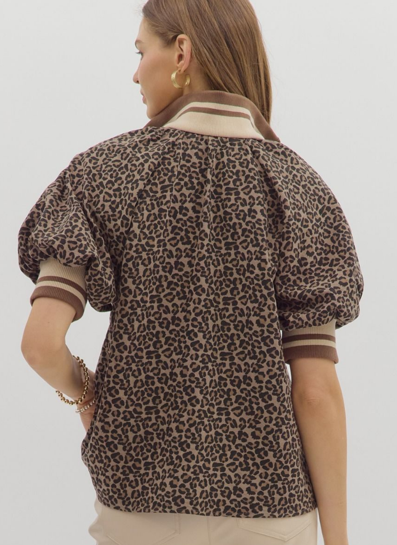 Varsity Stripe Leopard Top