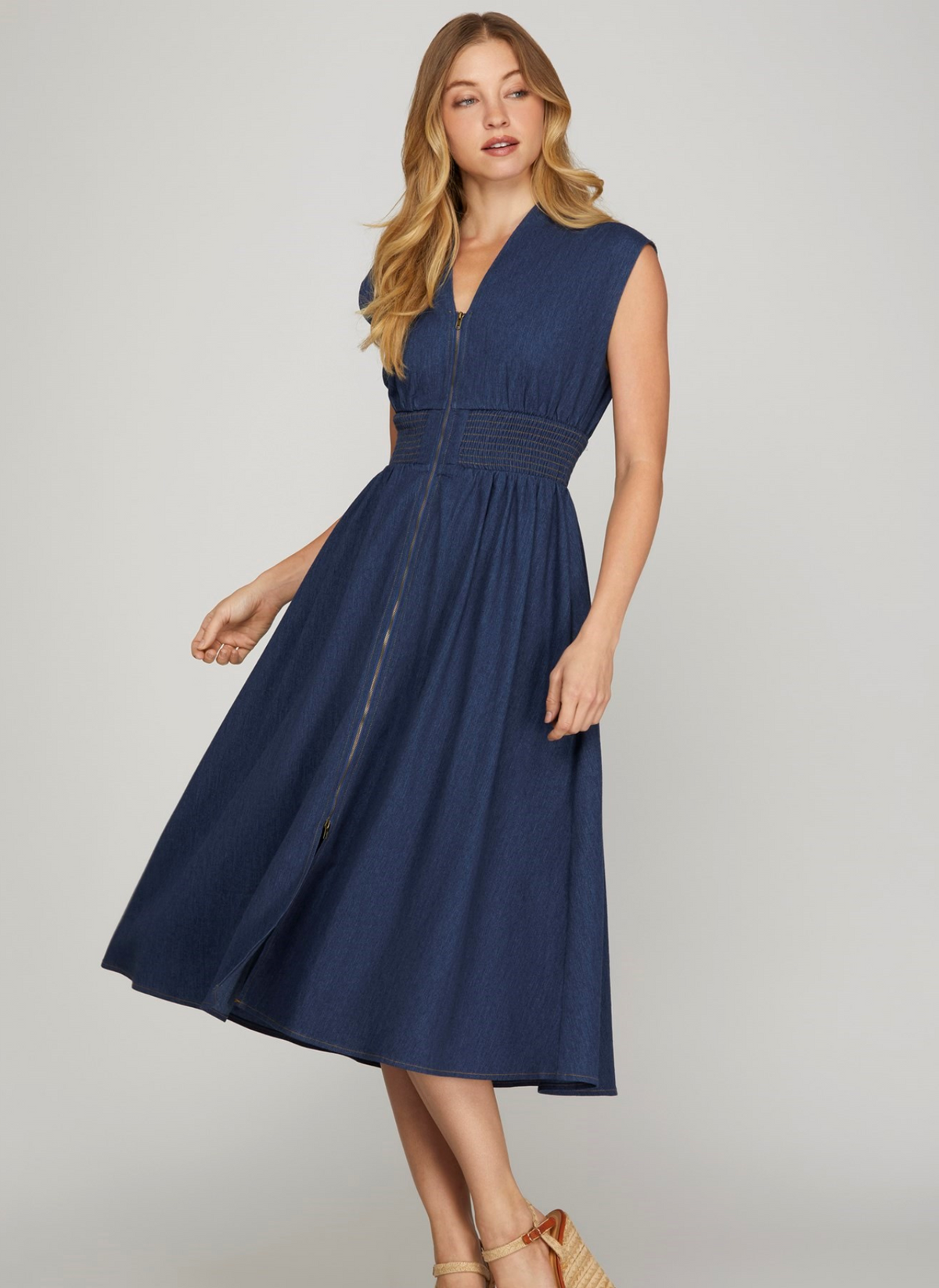 American Girl Denim Midi Dress