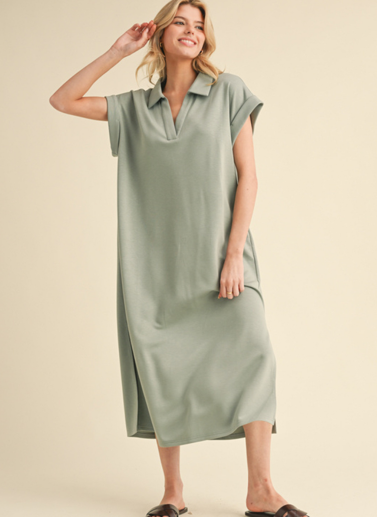 Scuba Midi Dress- Kale