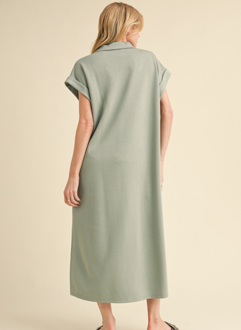 Scuba Midi Dress- Kale