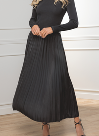 Townes Pleated Satin Skirt