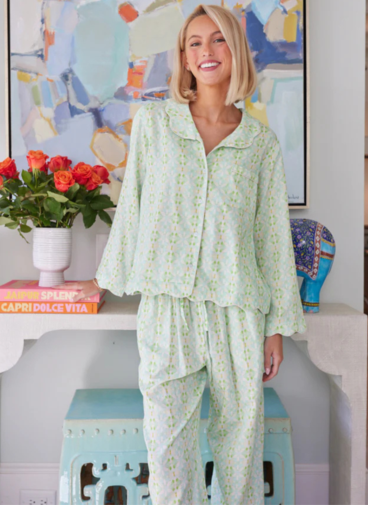 Scalloped PJ Set W/ Long Pant & Top