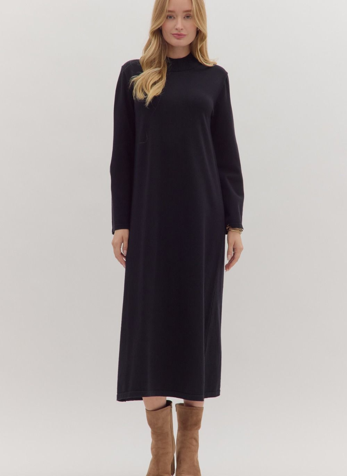 Mock Neck Maxi Sweater Dress