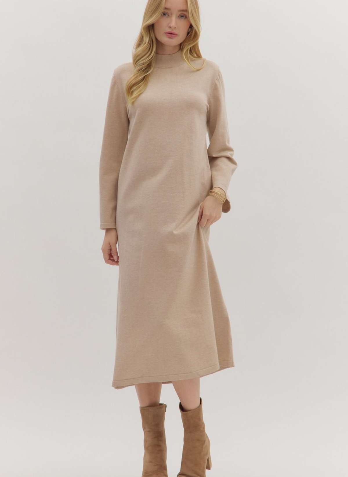 Mock Neck Maxi Sweater Dress