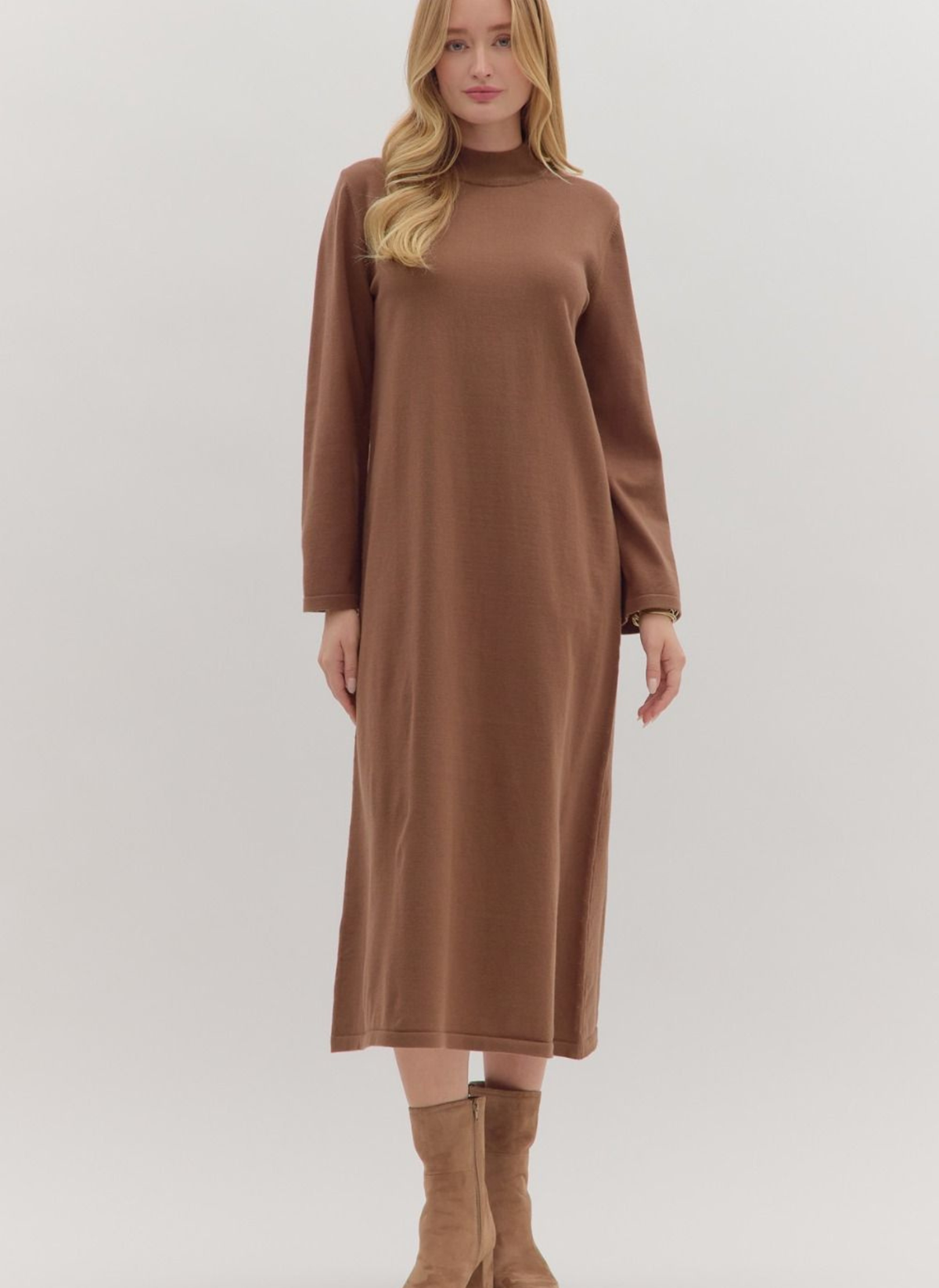 Mock Neck Maxi Sweater Dress