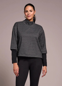 Houndstooth Combo Sleeve Top