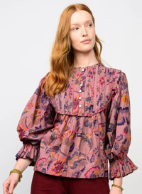 Tucked Bib Floral Top