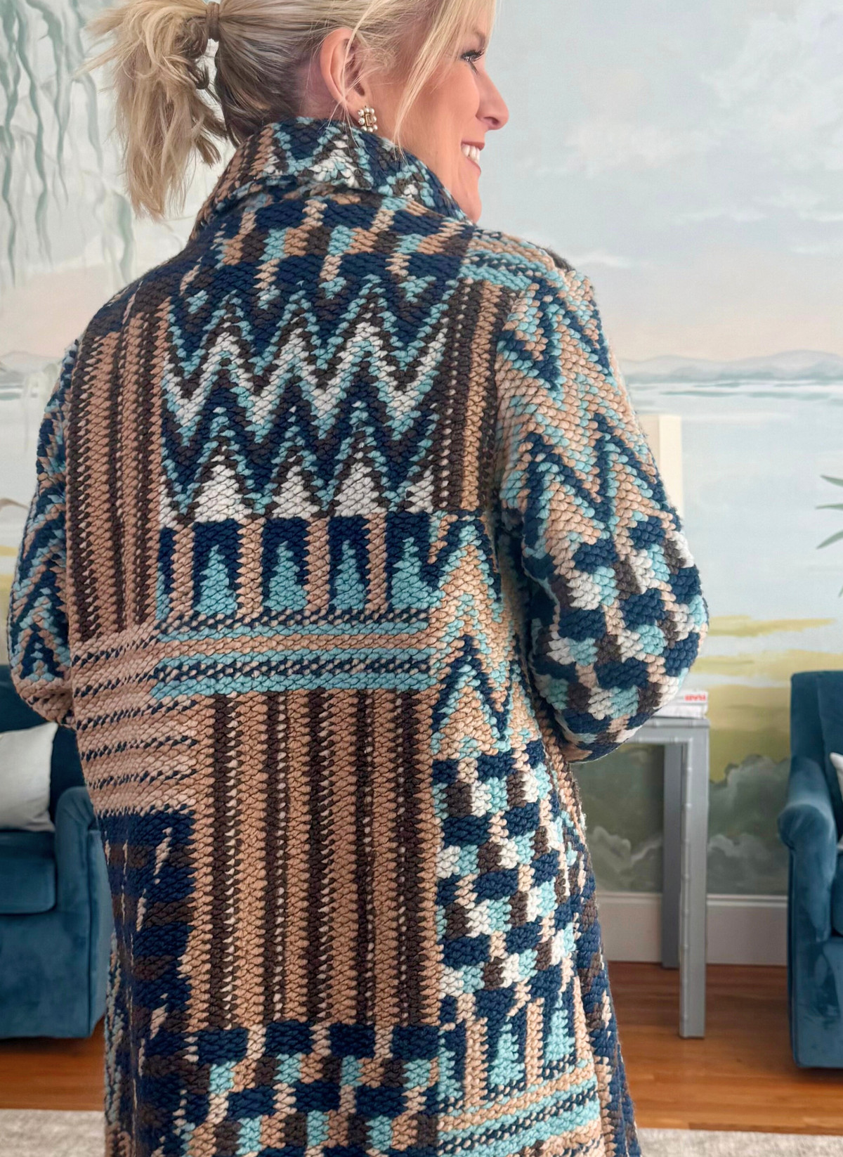 Boucle Multi Print Coat