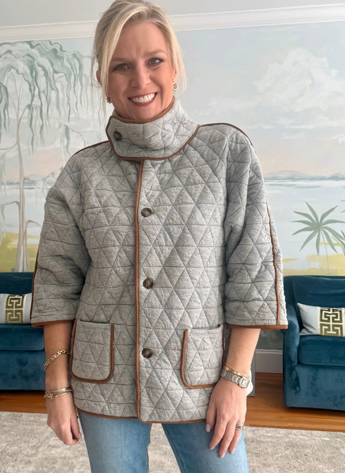 Suede Trim Quilted Jacket