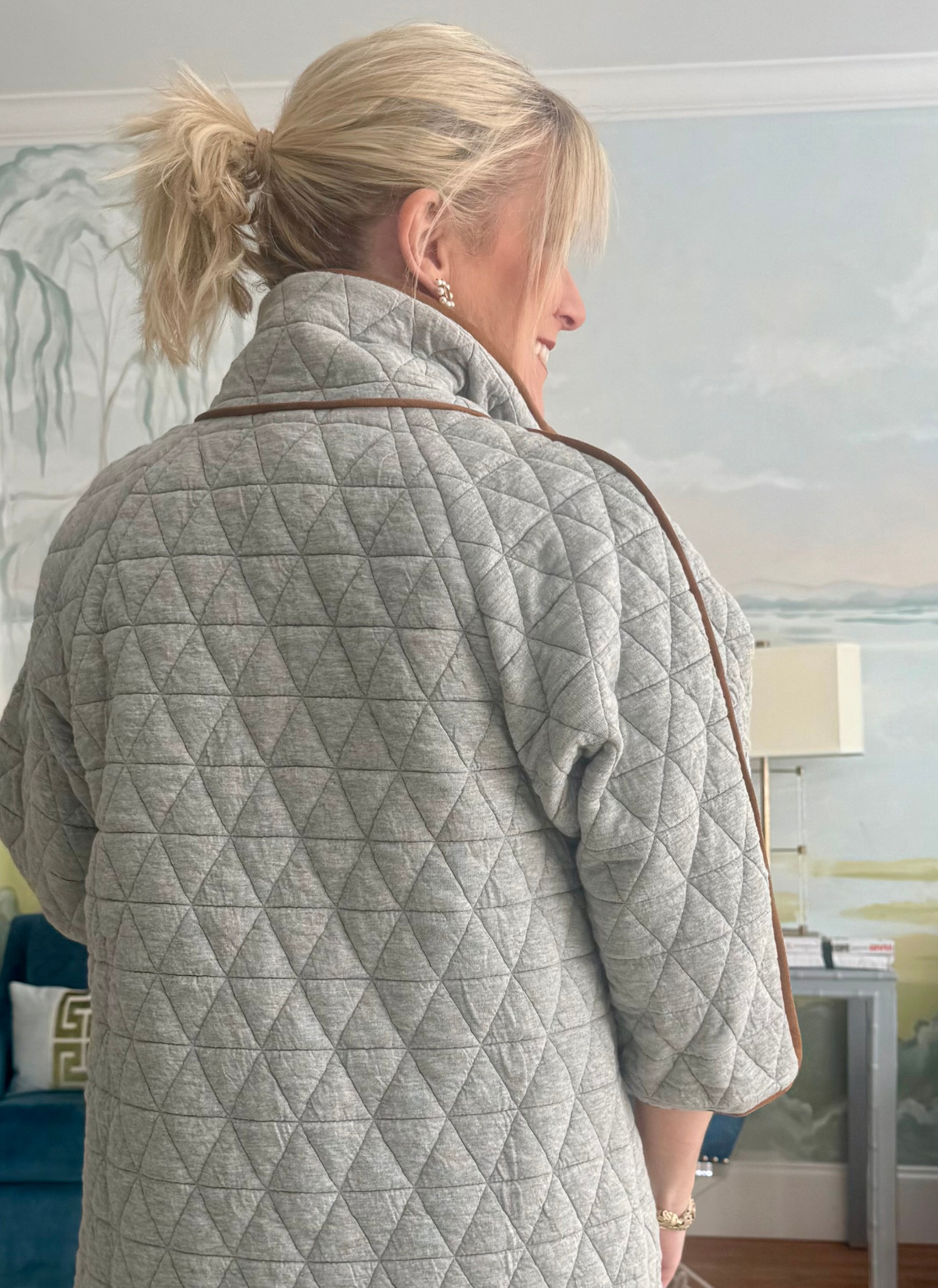 Suede Trim Quilted Jacket